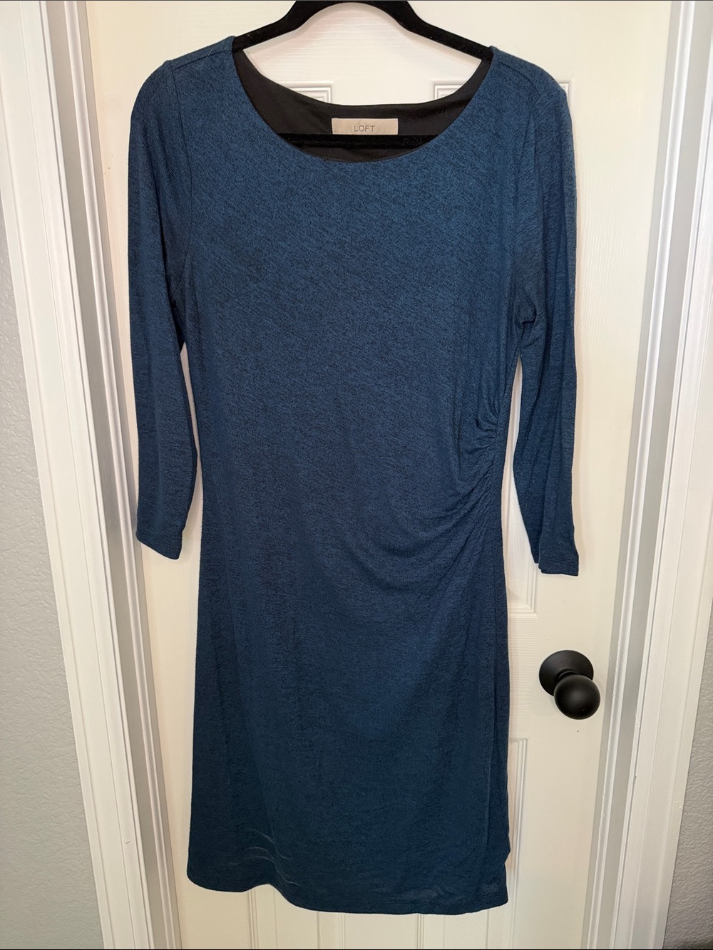 LOFT Teal-Blue Long Sleeve Scoop Neck Dress